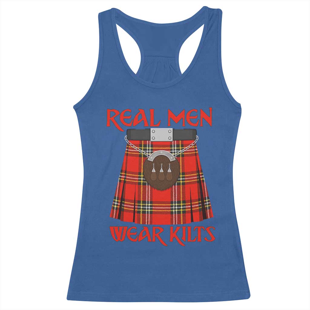 Funny Real Men Wear Kilts Racerback Tank Top Scottish Pride TS11 Royal Blue Print Your Wear