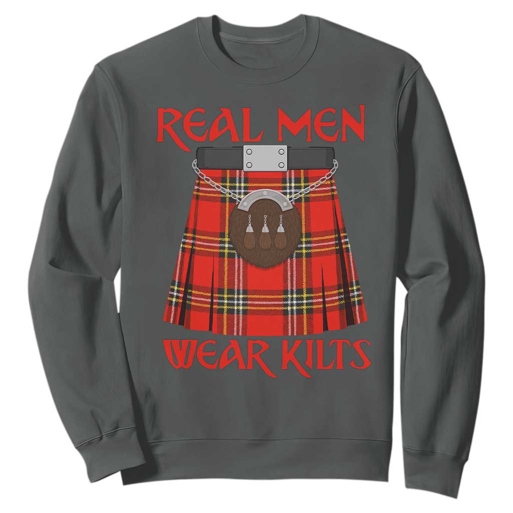 Funny Real Men Wear Kilts Sweatshirt Scottish Pride TS11 Dark Heather Print Your Wear