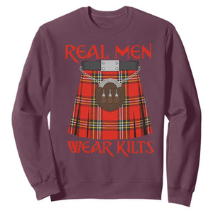 Funny Real Men Wear Kilts Sweatshirt Scottish Pride TS11 Maroon Print Your Wear