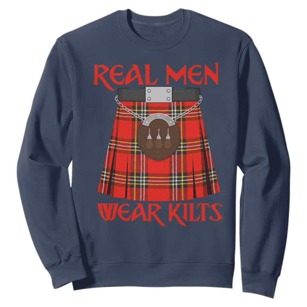 Funny Real Men Wear Kilts Sweatshirt Scottish Pride TS11 Navy Print Your Wear