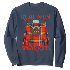 Funny Real Men Wear Kilts Sweatshirt Scottish Pride TS11 Navy Print Your Wear