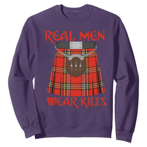 Funny Real Men Wear Kilts Sweatshirt Scottish Pride TS11 Purple Print Your Wear