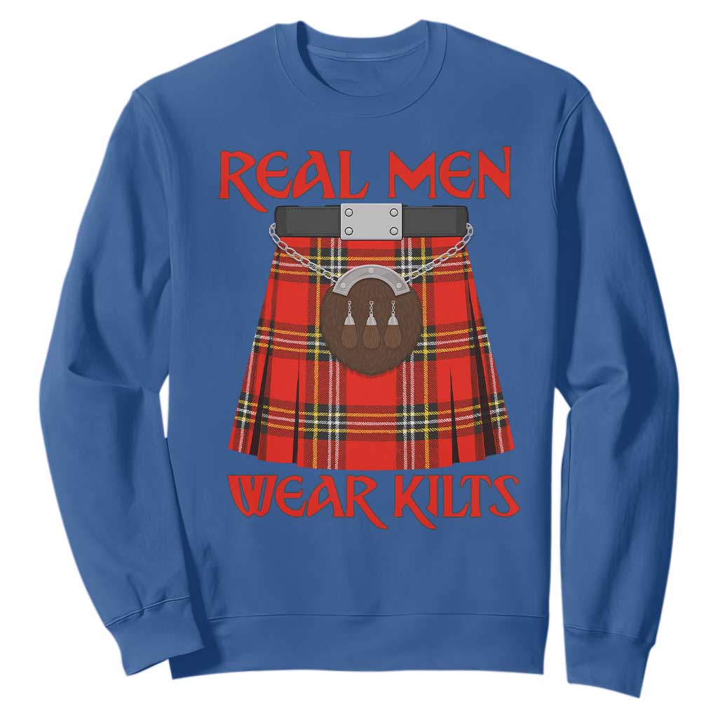 Funny Real Men Wear Kilts Sweatshirt Scottish Pride TS11 Royal Blue Print Your Wear