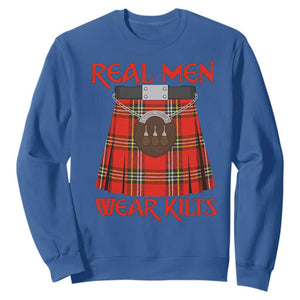 Funny Real Men Wear Kilts Sweatshirt Scottish Pride TS11 Royal Blue Print Your Wear