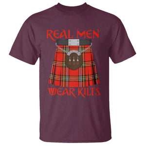 Funny Real Men Wear Kilts T Shirt Scottish Pride TS11 Maroon Print Your Wear