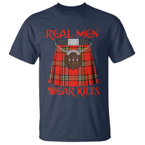 Funny Real Men Wear Kilts T Shirt Scottish Pride TS11 Navy Print Your Wear