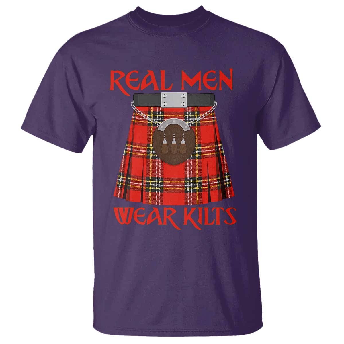 Funny Real Men Wear Kilts T Shirt Scottish Pride TS11 Purple Print Your Wear