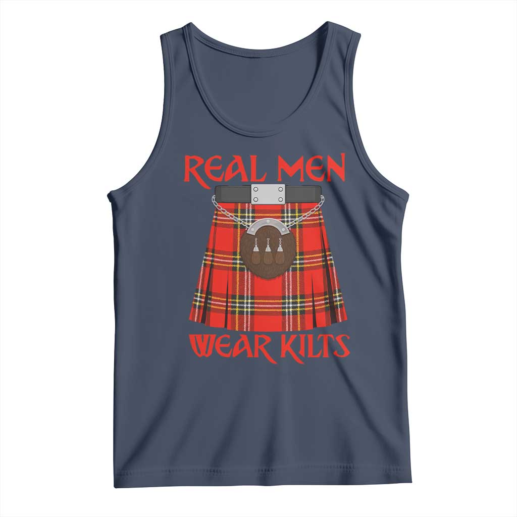 Funny Real Men Wear Kilts Tank Top Scottish Pride TS11 Navy Print Your Wear