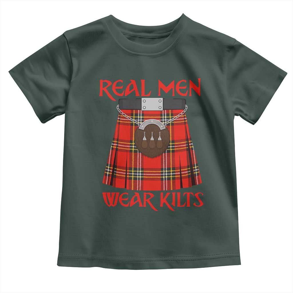 Funny Real Men Wear Kilts Toddler T Shirt Scottish Pride TS11 Dark Forest Green Print Your Wear