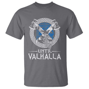 Funny Scottish Viking T Shirt Until Valhalla Vintage Scottish Flag Skull TS11 Charcoal Print Your Wear