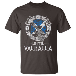 Funny Scottish Viking T Shirt Until Valhalla Vintage Scottish Flag Skull TS11 Dark Chocolate Print Your Wear