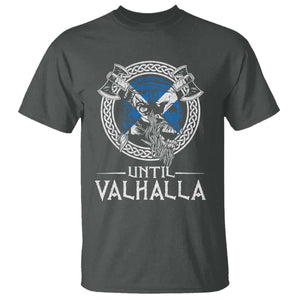 Funny Scottish Viking T Shirt Until Valhalla Vintage Scottish Flag Skull TS11 Dark Heather Print Your Wear