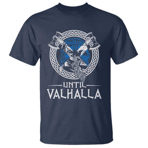 Funny Scottish Viking T Shirt Until Valhalla Vintage Scottish Flag Skull TS11 Navy Print Your Wear