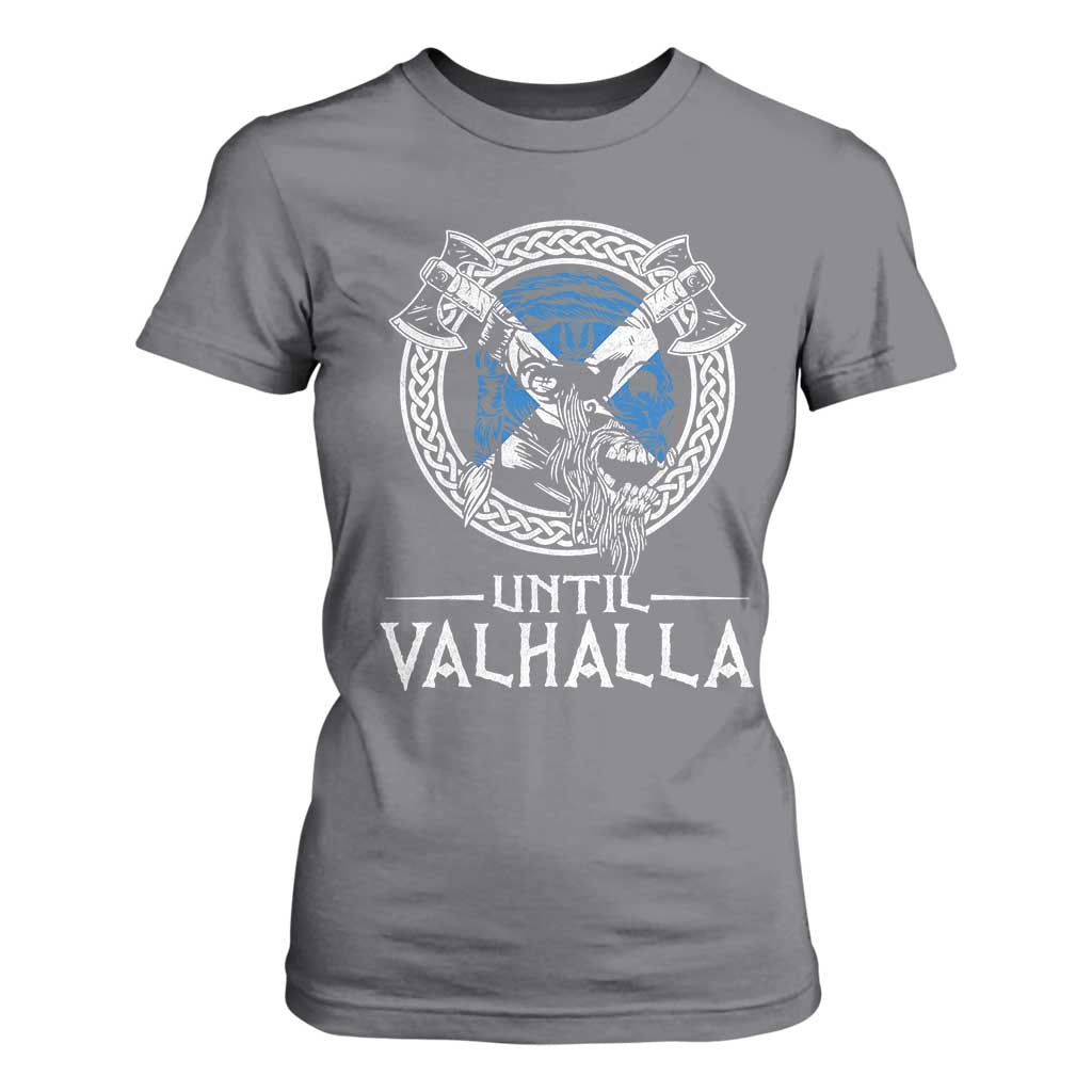 Funny Scottish Viking T Shirt For Women Until Valhalla Vintage Scottish Flag Skull TS11 Charcoal Print Your Wear