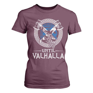 Funny Scottish Viking T Shirt For Women Until Valhalla Vintage Scottish Flag Skull TS11 Maroon Print Your Wear
