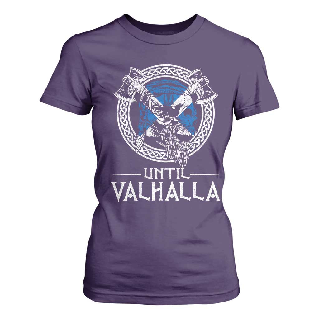 Funny Scottish Viking T Shirt For Women Until Valhalla Vintage Scottish Flag Skull TS11 Purple Print Your Wear