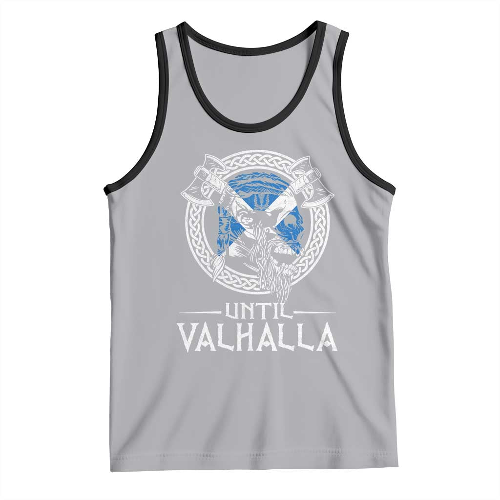 Funny Scottish Viking Tank Top Until Valhalla Vintage Scottish Flag Skull TS11 Athletic Heather Black Print Your Wear