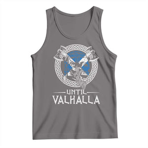 Funny Scottish Viking Tank Top Until Valhalla Vintage Scottish Flag Skull TS11 Deep Heather Print Your Wear