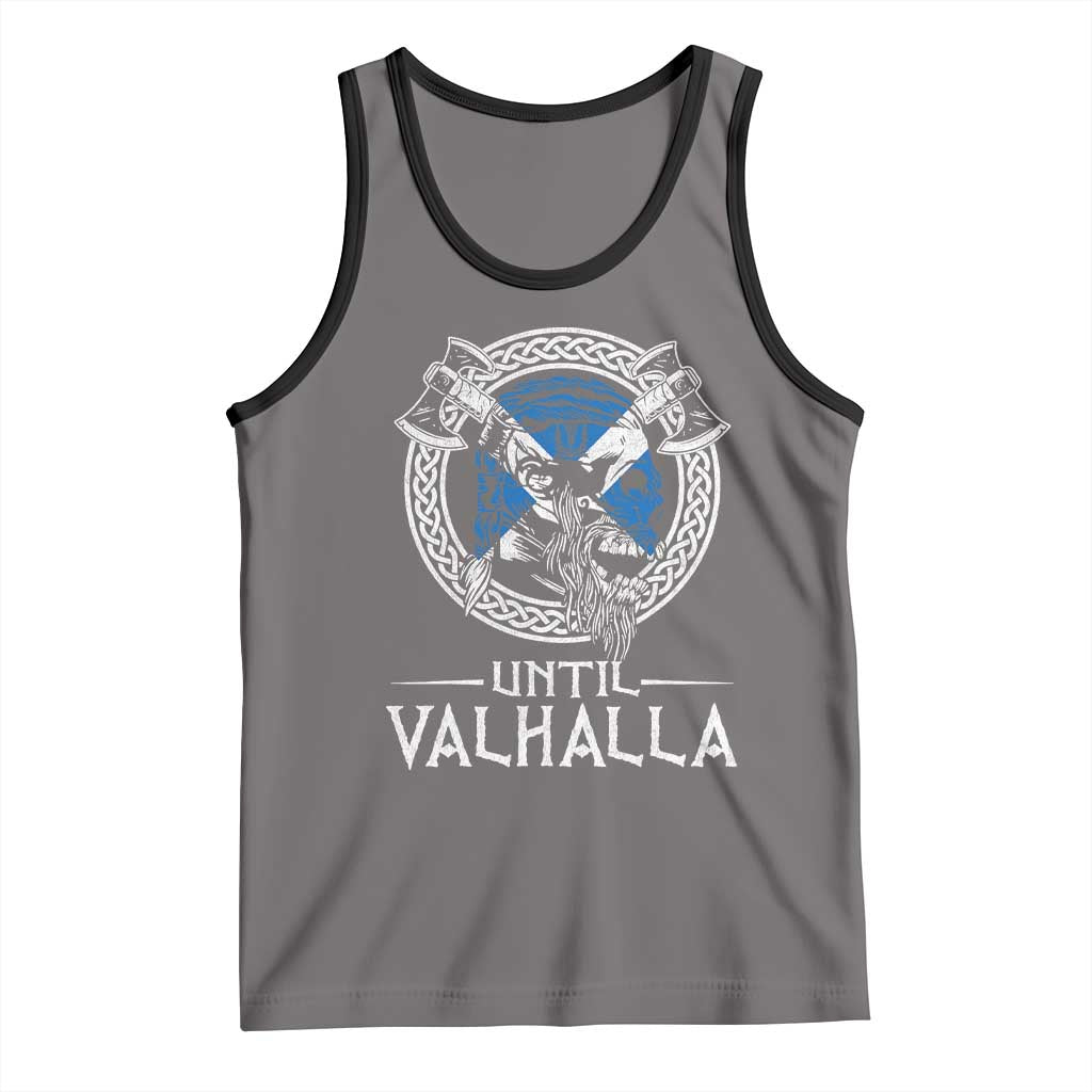 Funny Scottish Viking Tank Top Until Valhalla Vintage Scottish Flag Skull TS11 Deep Heather Black Print Your Wear