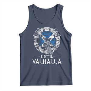 Funny Scottish Viking Tank Top Until Valhalla Vintage Scottish Flag Skull TS11 Navy Print Your Wear
