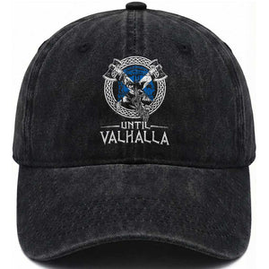 Funny Scottish Viking Washed Cotton Baseball Cap Until Valhalla Vintage Scottish Flag Skull TS11 Print Your Wear