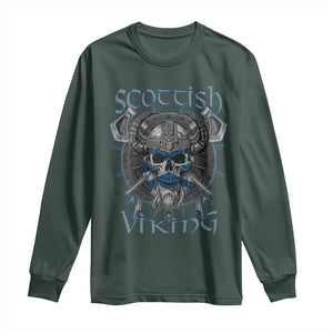 Scottish Viking Axes Celtic Knot Long Sleeve Shirt Scottish Flag TS11 Dark Forest Green Print Your Wear