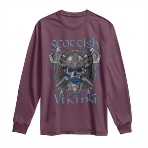 Scottish Viking Axes Celtic Knot Long Sleeve Shirt Scottish Flag TS11 Maroon Print Your Wear