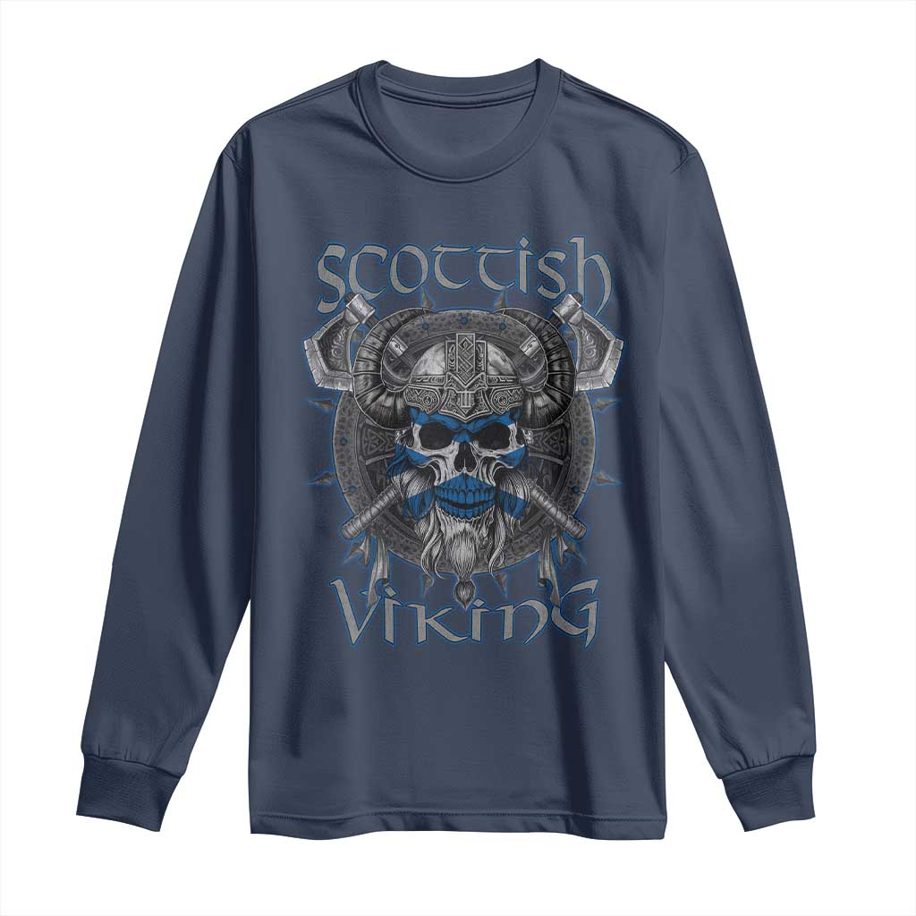Scottish Viking Axes Celtic Knot Long Sleeve Shirt Scottish Flag TS11 Navy Print Your Wear