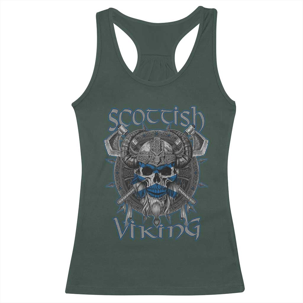 Scottish Viking Axes Celtic Knot Racerback Tank Top Scottish Flag TS11 Dark Forest Green Print Your Wear