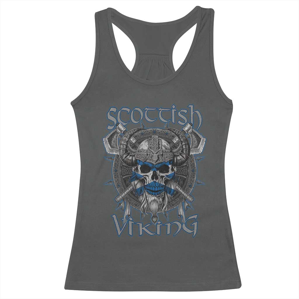 Scottish Viking Axes Celtic Knot Racerback Tank Top Scottish Flag TS11 Dark Heather Print Your Wear