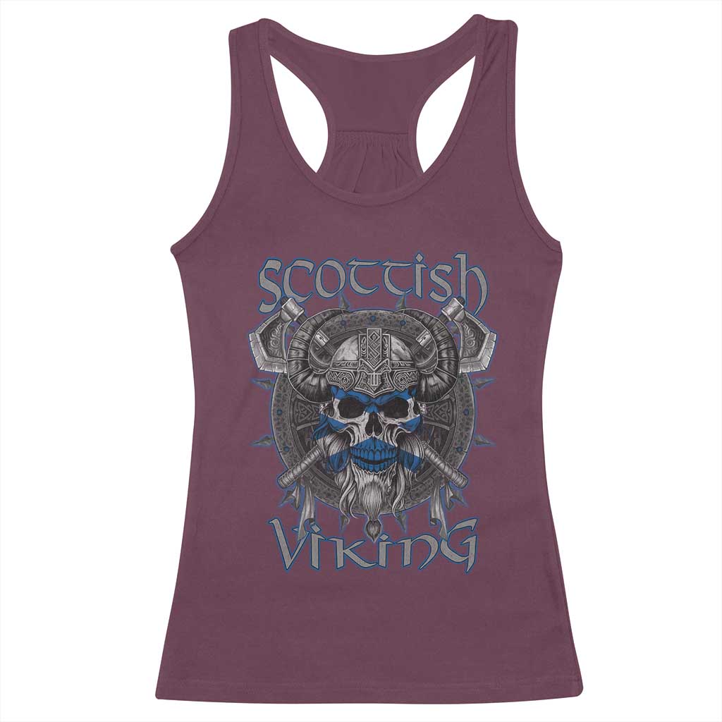 Scottish Viking Axes Celtic Knot Racerback Tank Top Scottish Flag TS11 Maroon Print Your Wear