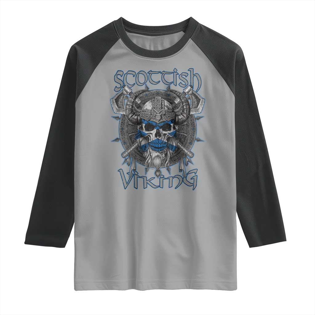 Scottish Viking Axes Celtic Knot Raglan Shirt Scottish Flag TS11 Sport Gray Black Print Your Wear