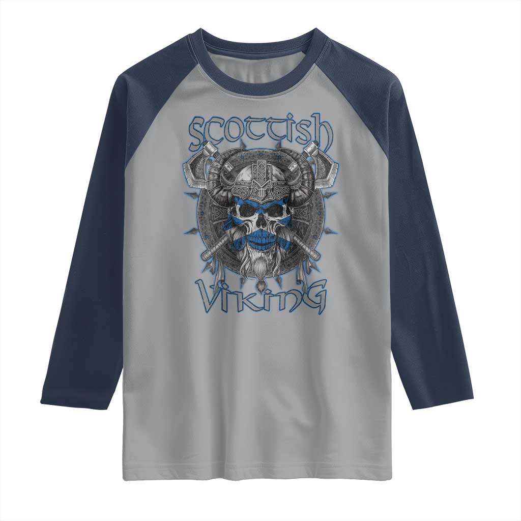 Scottish Viking Axes Celtic Knot Raglan Shirt Scottish Flag TS11 Sport Gray Navy Print Your Wear