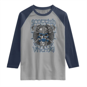 Scottish Viking Axes Celtic Knot Raglan Shirt Scottish Flag TS11 Sport Gray Navy Print Your Wear