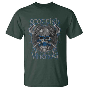 Scottish Viking Axes Celtic Knot T Shirt Scottish Flag TS11 Dark Forest Green Print Your Wear