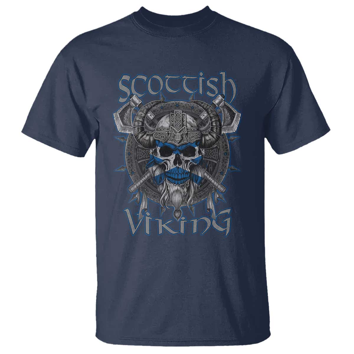 Scottish Viking Axes Celtic Knot T Shirt Scottish Flag TS11 Navy Print Your Wear