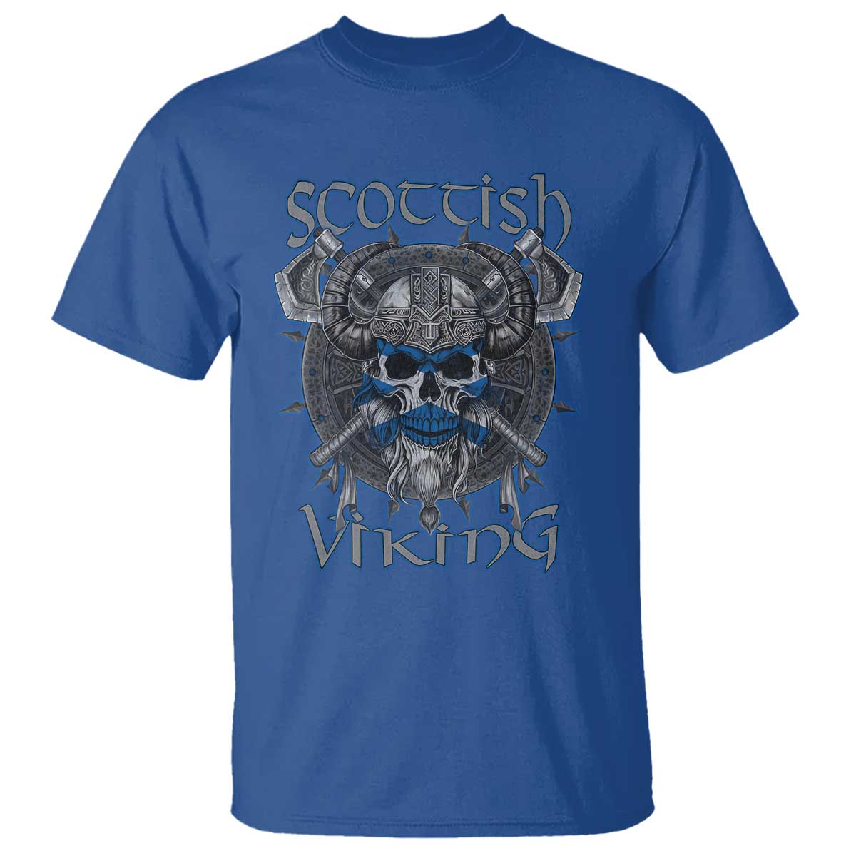 Scottish Viking Axes Celtic Knot T Shirt Scottish Flag TS11 Royal Blue Print Your Wear
