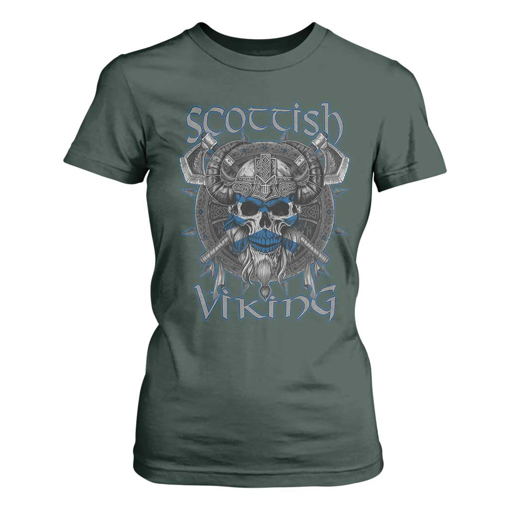 Scottish Viking Axes Celtic Knot T Shirt For Women Scottish Flag TS11 Dark Forest Green Print Your Wear