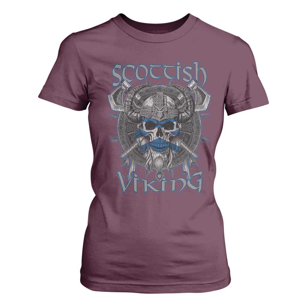Scottish Viking Axes Celtic Knot T Shirt For Women Scottish Flag TS11 Maroon Print Your Wear