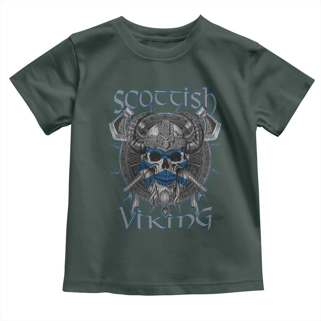 Scottish Viking Axes Celtic Knot Toddler T Shirt Scottish Flag TS11 Dark Forest Green Print Your Wear