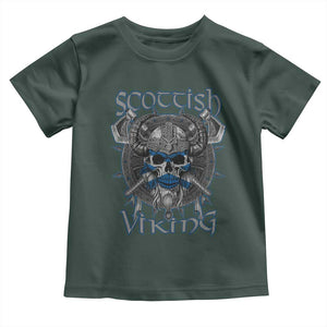 Scottish Viking Axes Celtic Knot Toddler T Shirt Scottish Flag TS11 Dark Forest Green Print Your Wear