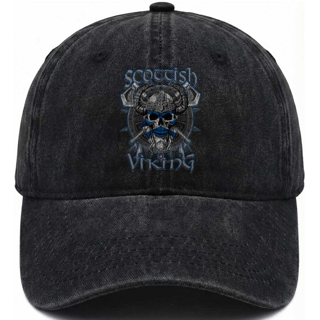 Scottish Viking Axes Celtic Knot Washed Cotton Baseball Cap Scottish Flag TS11 Print Your Wear