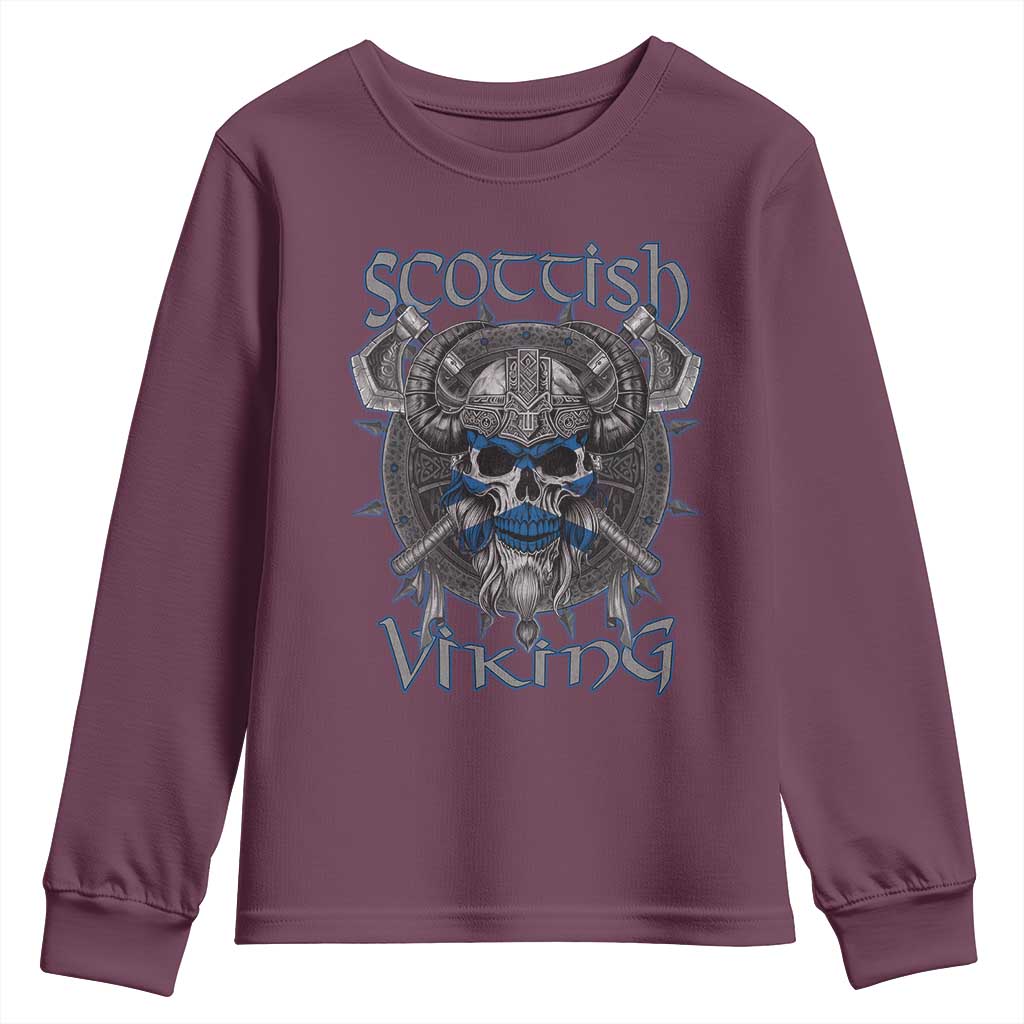 Scottish Viking Axes Celtic Knot Youth Sweatshirt Scottish Flag TS11 Maroon Print Your Wear