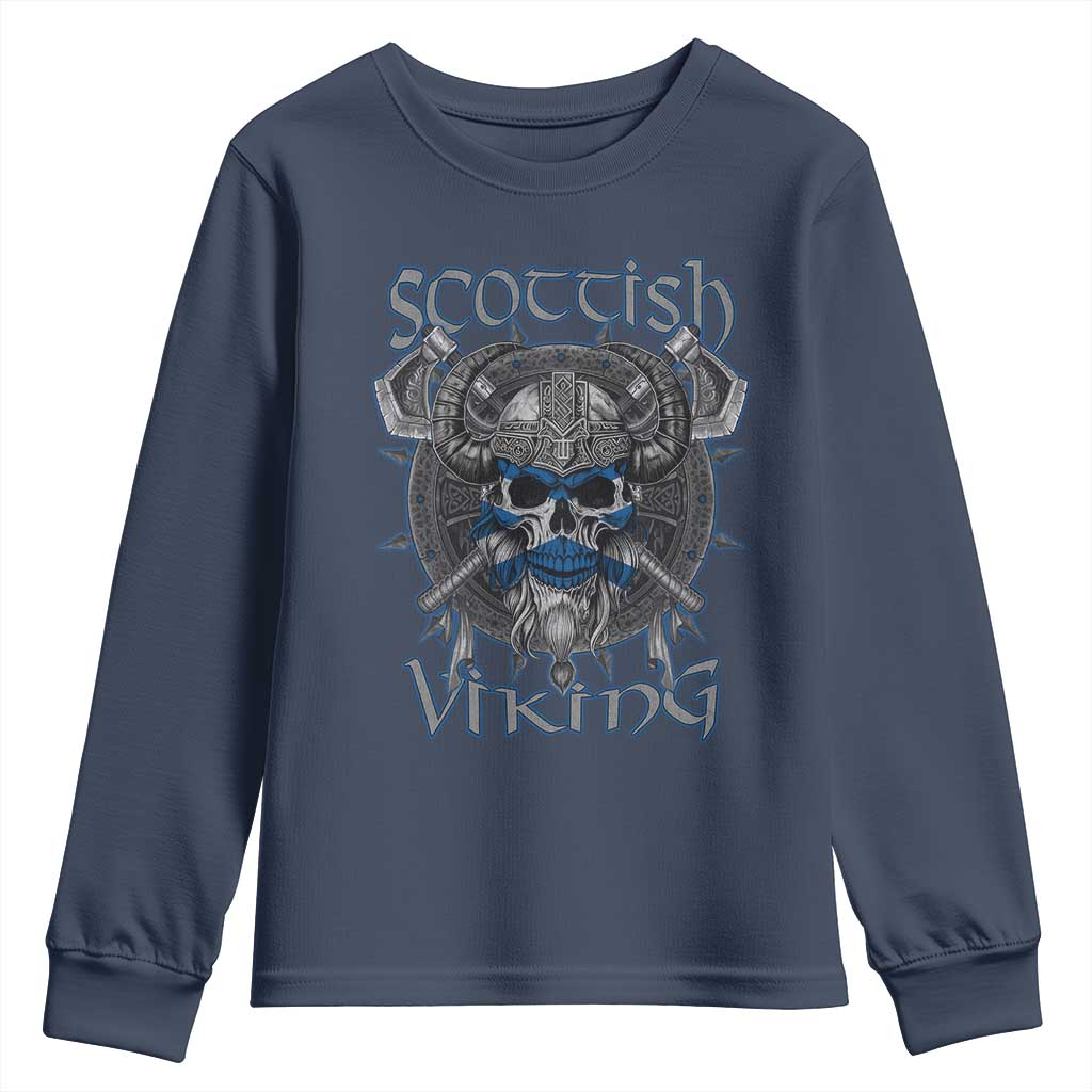 Scottish Viking Axes Celtic Knot Youth Sweatshirt Scottish Flag TS11 Navy Print Your Wear