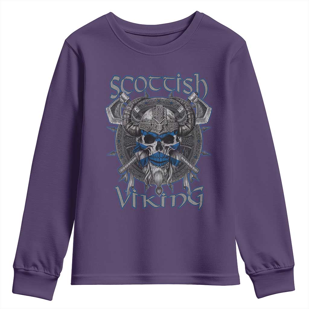 Scottish Viking Axes Celtic Knot Youth Sweatshirt Scottish Flag TS11 Purple Print Your Wear