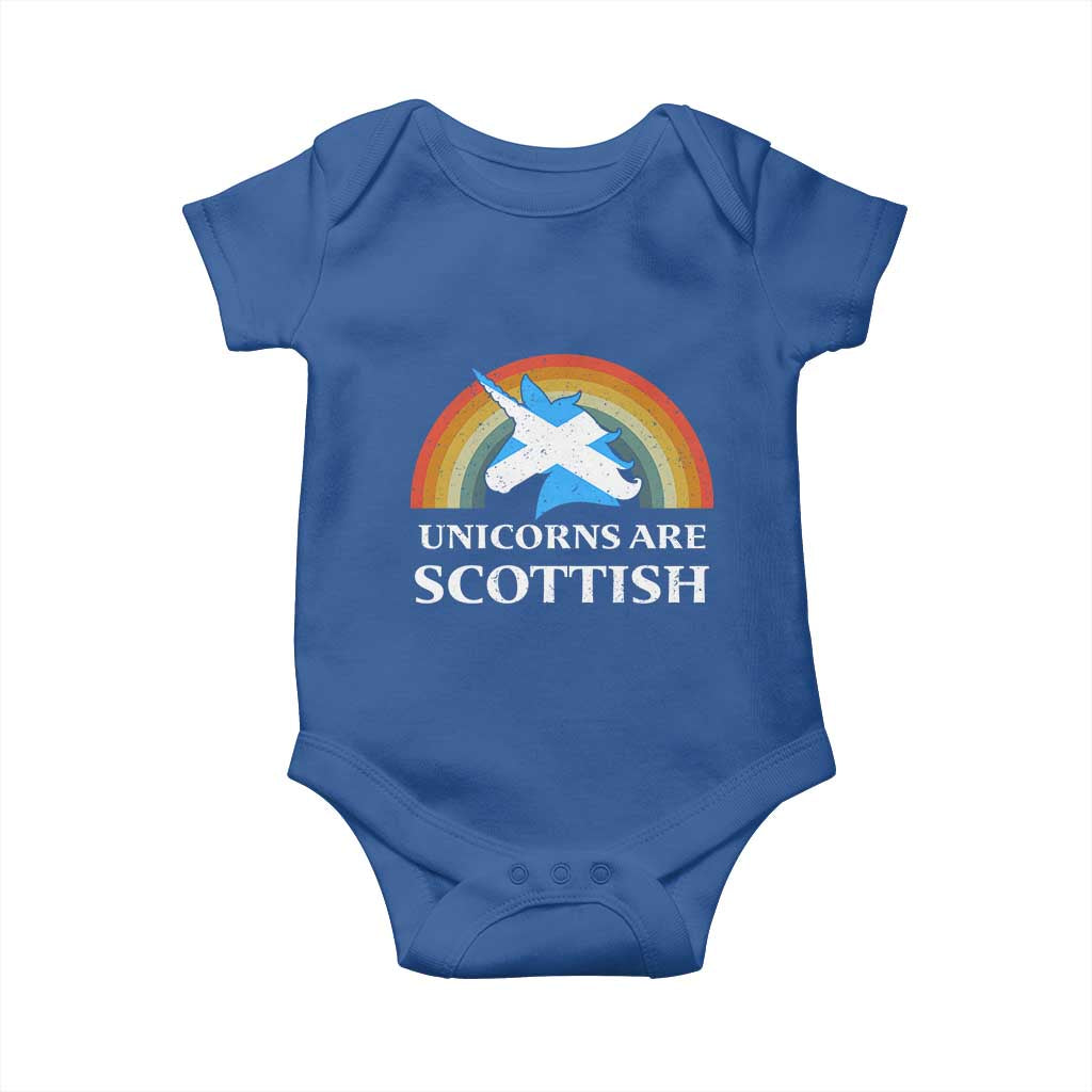 Funny Scotland Pride Unicorn Baby Onesie Unicorns Are Scottish Rainbow TS11 Royal Blue Print Your Wear