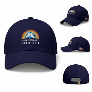 Funny Scotland Pride Unicorn Baseball Cap Unicorns Are Scottish Rainbow TS11 Baseball Cap Universal Fit Dark Blue Print Your Wear