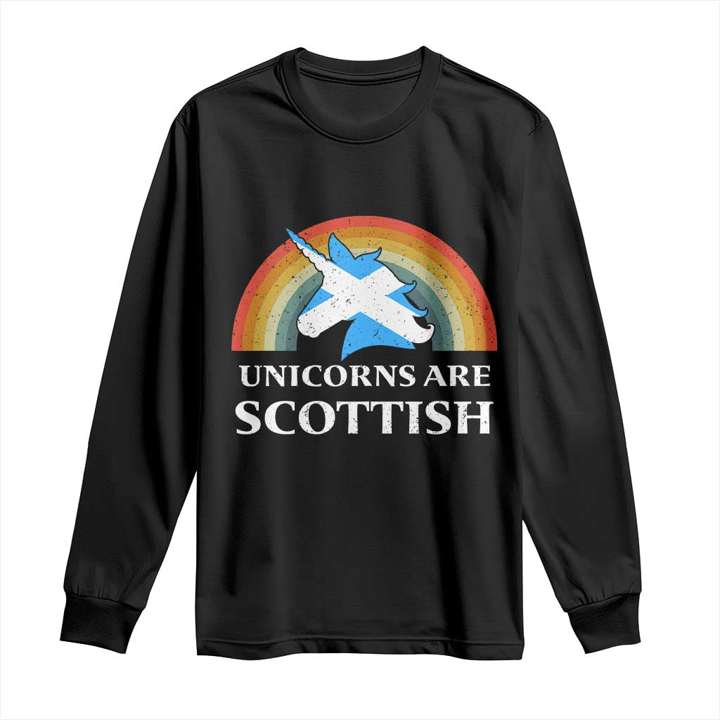 Funny Scotland Pride Unicorn Long Sleeve Shirt Unicorns Are Scottish Rainbow TS11 Black Print Your Wear