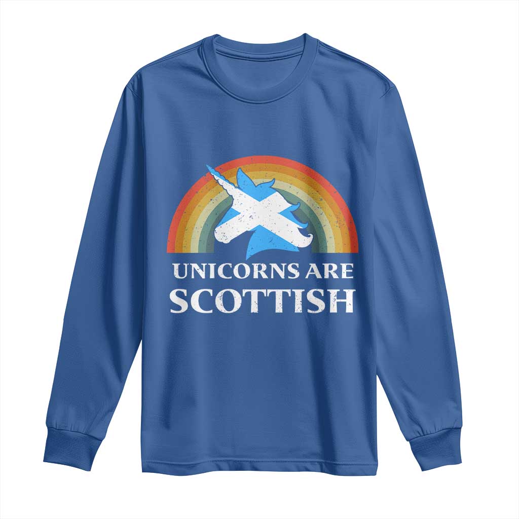 Funny Scotland Pride Unicorn Long Sleeve Shirt Unicorns Are Scottish Rainbow TS11 Royal Blue Print Your Wear
