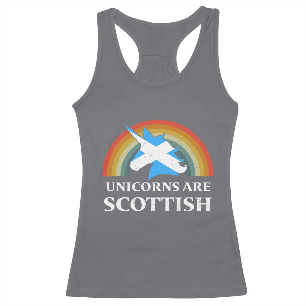 Funny Scotland Pride Unicorn Racerback Tank Top Unicorns Are Scottish Rainbow TS11 Charcoal Print Your Wear